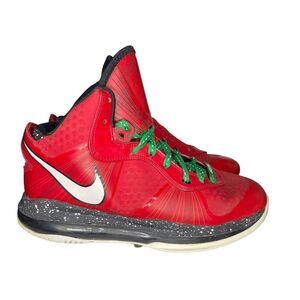 Nike LeBron 8 V2 Christmas 7Y 431888-600 Red Basketball Kids Sneakers Shoes
